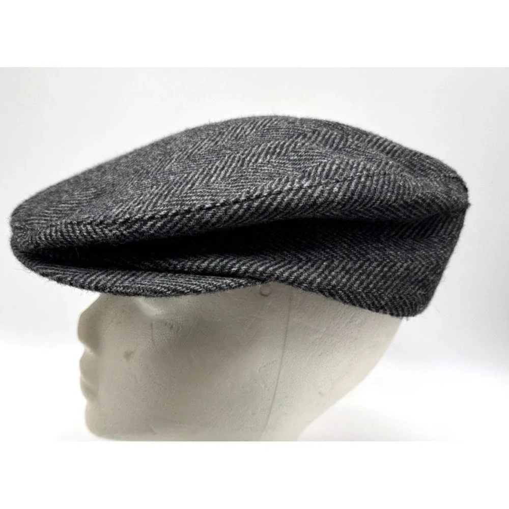 Lake Of The Isles Beret Men's L Wool Cap Hat Gray Tweed Button